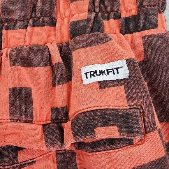 Trukfit Shorts Mens 3XL Orange Fleece Trippy Geometric Skateboard Lil Tommy - Picture 10 of 11
